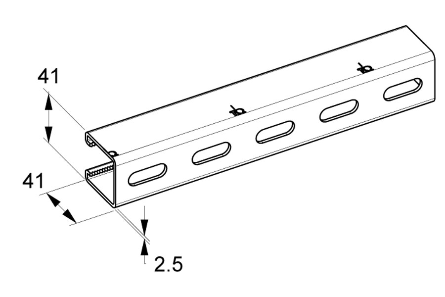 Profilo Strut in acciaio 41x41 singolo zincato a caldo PRF1185