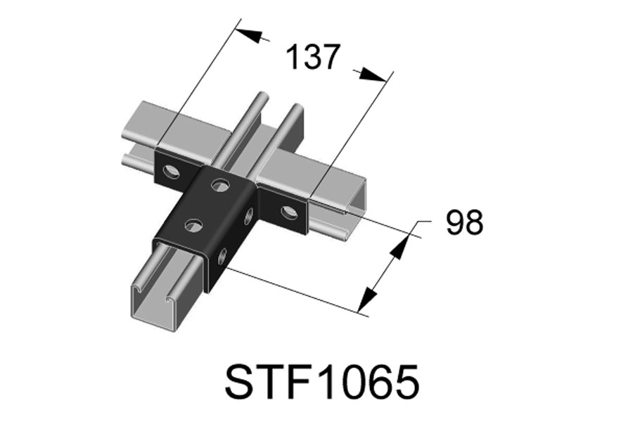 Staffa in acciaio zincata a cannoncino per profilo strut h41 STF1065