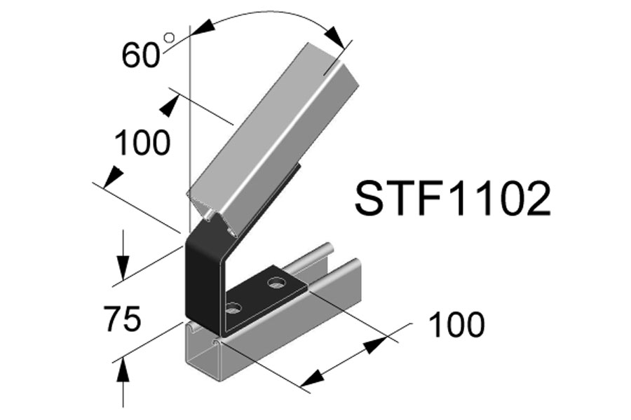 Staffa in acciaio zincata a caldo angolo 60° interna STF1102